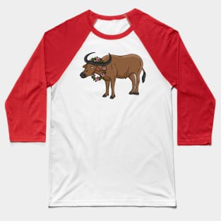 Water buffalo with flowers cartoon illustration Baseball T-Shirt